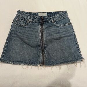 We The Free Blue Denim Mini Skirt with Zipper